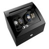 Quiet Automatic Rotation 4+6 Watch Winder Case Display Box Luxury Storage Holder Organizer Case Perfect Gift, All Black
