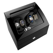 Automatic Rotation Watch Case Silent Watch Winder Case Display Box Luxury Storage Holder Organizer Case Great Gift (4+6 Black)