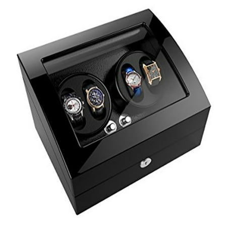 Automatic Rotation Watch Case Silent Watch Winder Case Display Box Luxury Storage Holder Organizer Case Great Gift (4+6 Black)