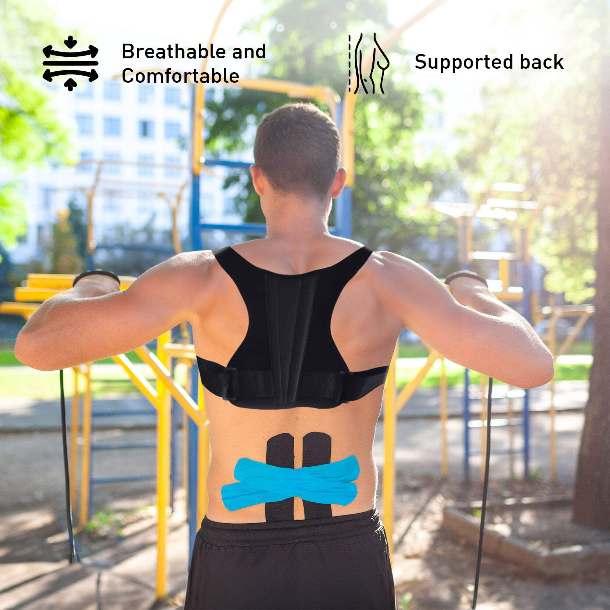 Adjustable Posture Corrector With Back Support Bar  Breathable Upper Back Brace