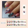 thumbnail image 2 of Fofosbeauty 24pcs Press on Nails, 2024 Artificial Nails Coffin Tips Design,Coffin Gold Leaf Leaves Green, 2 of 7