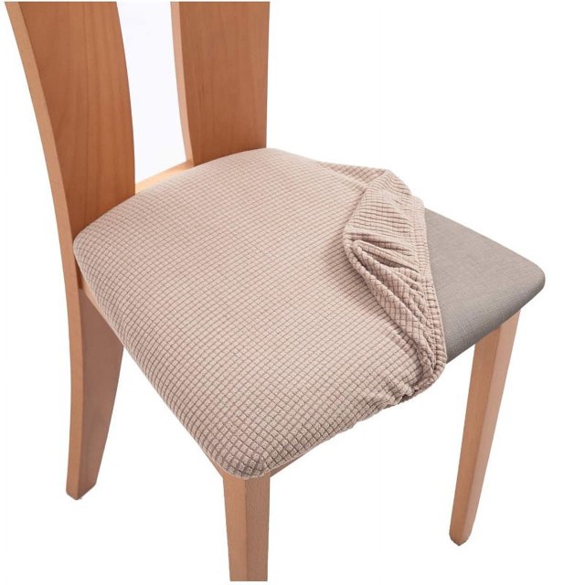 Funda elástica curvada para silla, cojín cuadrado para oficina y hogar (caqui)