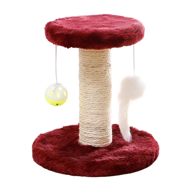 Almencla Cat Scratch Post Cat Post with Ball Toy Cat Exercise Plaything with Toy Ball Pet Red