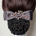 thumbnail image 4 of opvise Women Hair Net Temperament Flower Shape OL Style Fishnet Hair Decoration Decorative Soft Bow-knot Lady Bud Hair Net for Airline Stewardess Light Grey, 4 of 8