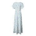 thumbnail image 6 of vigerkar Women's Casual V Neck Maxi Dress with Short Sleeve Sexy Elegant Floral Dress Light Blue, M, 6 of 7