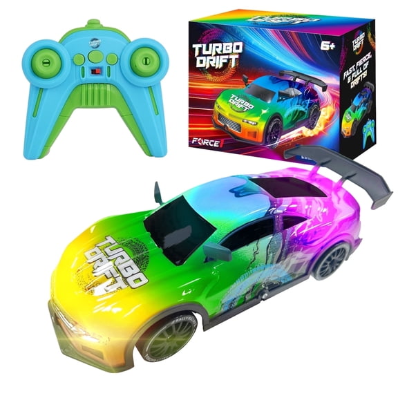 Force1 High-Speed Drift RC Car 2.4GHz Remote Control LED Lights 1:16 Scale Rechargeable Summer Toy (Multicolor)