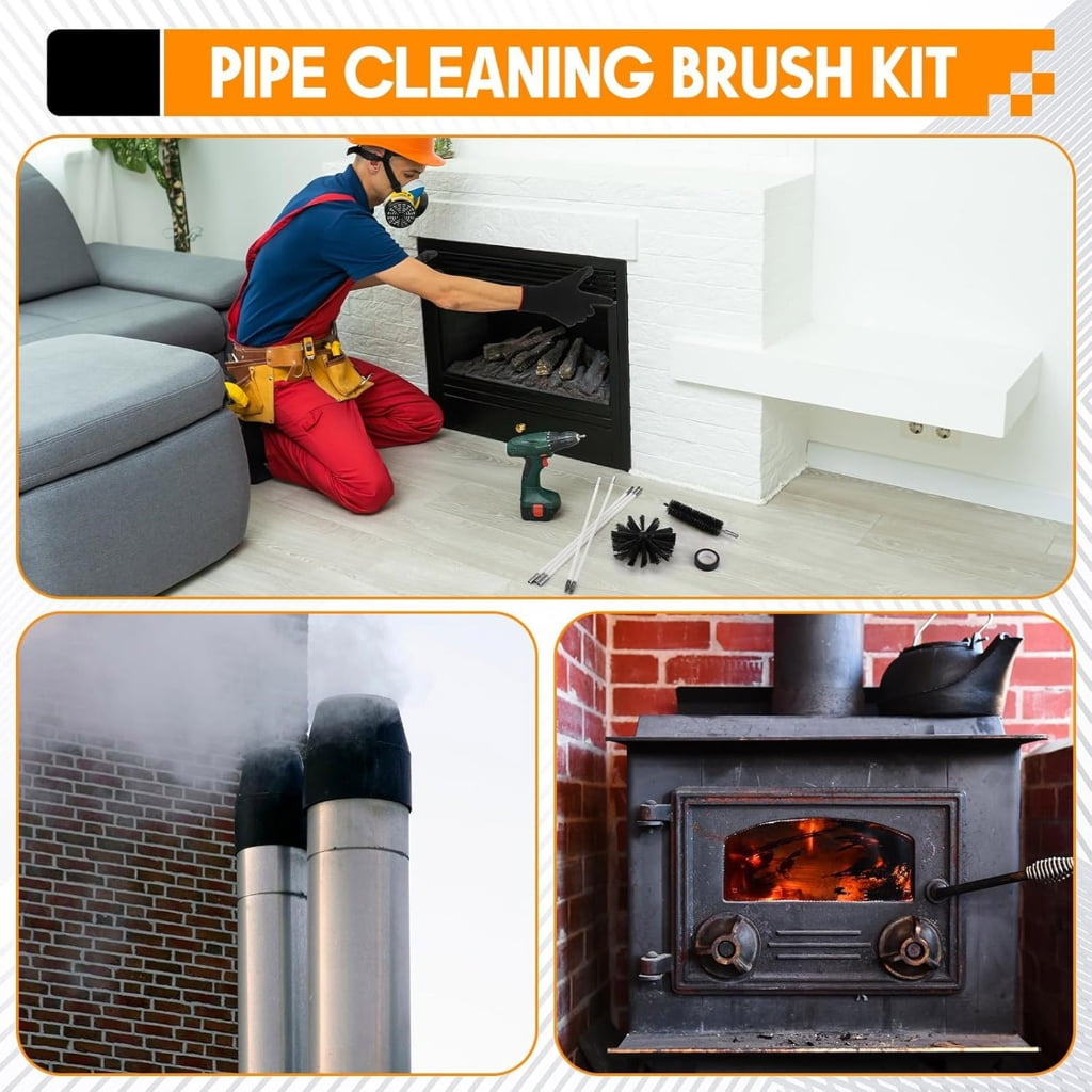 PatungKu Fire Prevention Flexible Nylon Chimney Cleaner Accessories Sweep Kits Removes Lint Buildups for Various Vents Type Safely