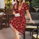 thumbnail image 3 of Easygdp Snowflakes On A Buffalo Plaid para Vestido Transpirable de Mujer, Vestido Suelto de Manga Corta con Pliegues y Bolsillos para el Verano, 3 of 6