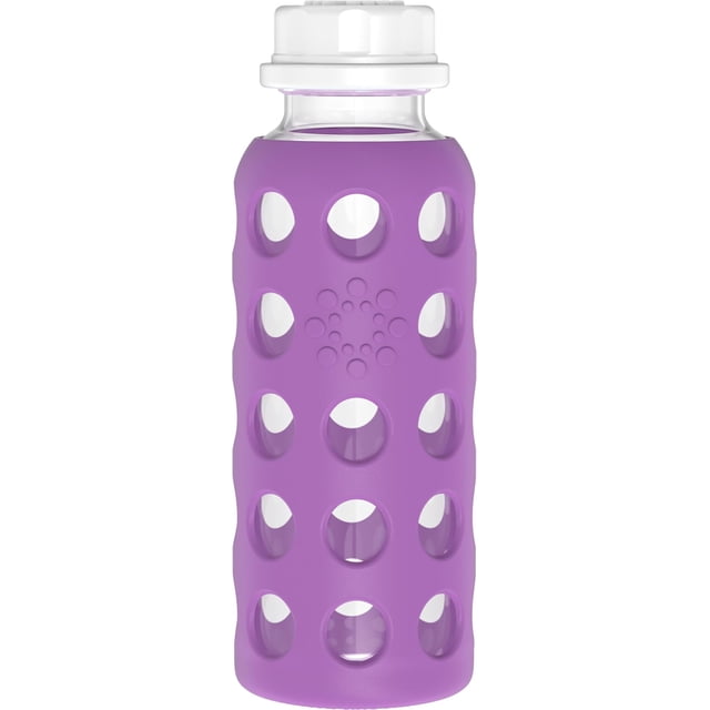 Botella de agua Lifefactory LF210014C4 vidrio 9 onzas con funda de silicona y tapa plana