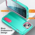 thumbnail image 5 of Stand Case for iPhone 15 with Metal Kickstand Hard PC & TPU Back Shockproof [Military Grade Protection] Heavy Duty Rugged Hybird Protective Cover for iPhone 15, Mint+Rose, 5 of 8