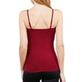 thumbnail image 4 of Juniors Solid Plain Adjustable Spaghetti Strap Layering Cropped Camisole Tank Top (Ruby Burgundy, M), 4 of 4