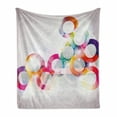 thumbnail image 1 of Abstract Soft Flannel Fleece Throw Blanket, Disc Shaped Circular Patterned Gradient Bubbles with Effects Artwork Print, Cozy Plush for Indoor and Outdoor Use, 60" x 80", Purple Orange, by Ambesonne, 1 of 6