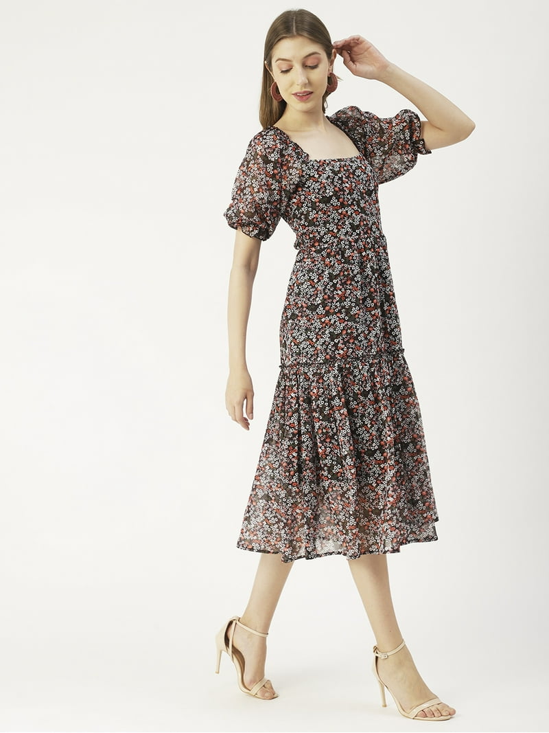 miu miu floral midi dress Miu Miu floral-print silk dress - BOPF