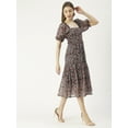 thumbnail image 3 of Moomaya Printed Square Neck Smocked Midi Dress, Poly Georgette Dresses For Women, 3 of 8