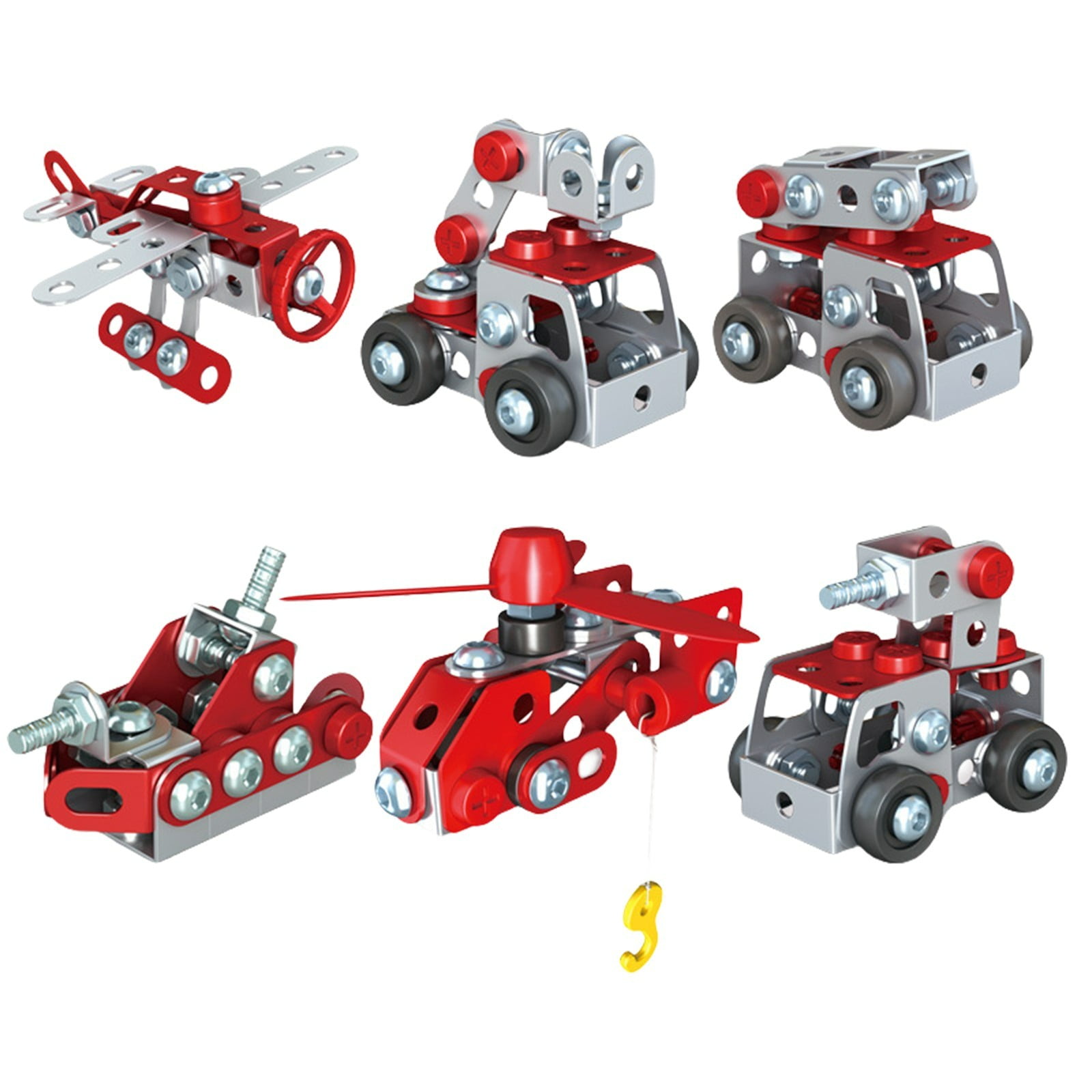 Metal Assembled Engineering Vehicle Toy for Kids, Screw Tightening Building Blocks Educational Model Kit, Military Ship & Car Assembly, Boys Birthday & Xmas Gift