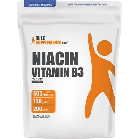 BulkSupplements Niacin Powder - B Vitamin Supplement, Niacin with Flush, 100g (3.5 oz)