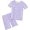 Light Purple, variant on SNKSDGM Girls 2 Piece Summer Loungewear Set, Ruffle Trim Crew Neck Short Sleeve Tee Elastic Waist Shorts Light Purple 5-6 Years