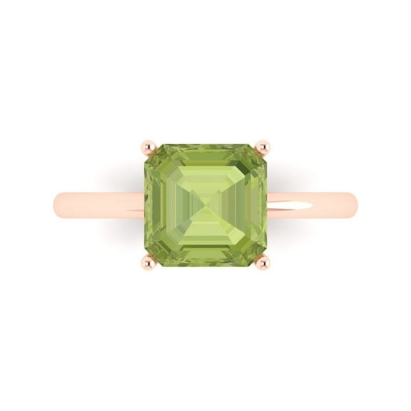 Solitaire Engagement Ring for Women - 2.5ct Natural Peridot in 14K Rose Gold Promise Ring