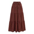 thumbnail image 4 of uvwlwu Women's Polka Dot Maxi Skirt Elastic High Waist Tiered Ruffle Flowy A Line Lightweight Versatile Four Season Casual Vacation Everyday Bottom,S, 4 of 5