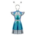 thumbnail image 3 of Xnihocha Kids Girls Alien Dress Holographic A Line Dress with Headband Space Man Dress up Outfit Silver 8, 3 of 7