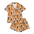 thumbnail image 4 of Halloween Pajamas Women,Fall Cute Pumpkin Ghost Print Pjs Short Sleeve Button Shirts and Shorts Pajamas Sets Earthy Yellow L, 4 of 9