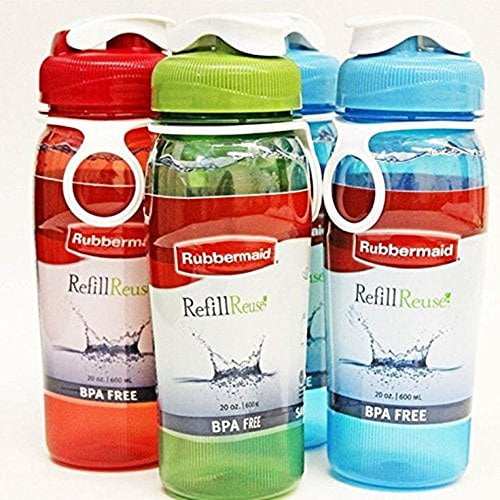 Rubbermaid Refill Reuse 20 oz Jumbo Size CHUG Bottle Carry Ring Assorted Colors 