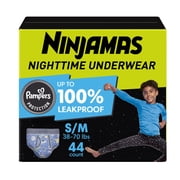 Ninjamas Boys Bedwetting Nighttime Underwear, Size S/M (37-90 lbs), 44 Count (Select for More Options)
