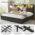 thumbnail image 6 of Upholstered Bed Frame California King Size with Storage Headboard, 4 Drawers and Charging Station, Wooden Platform Bed Frame with LED Lights, PU Leather California King Storage Beds, Black, 6 of 10