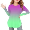 thumbnail image 3 of Efsteb Girl Shirts Soft Long Sleeve Crew Neck Gradient Print Casual Comfy Hem Side Slit Tunic Tshirts for All-Season Styles（Purple，5 Years）, 3 of 7