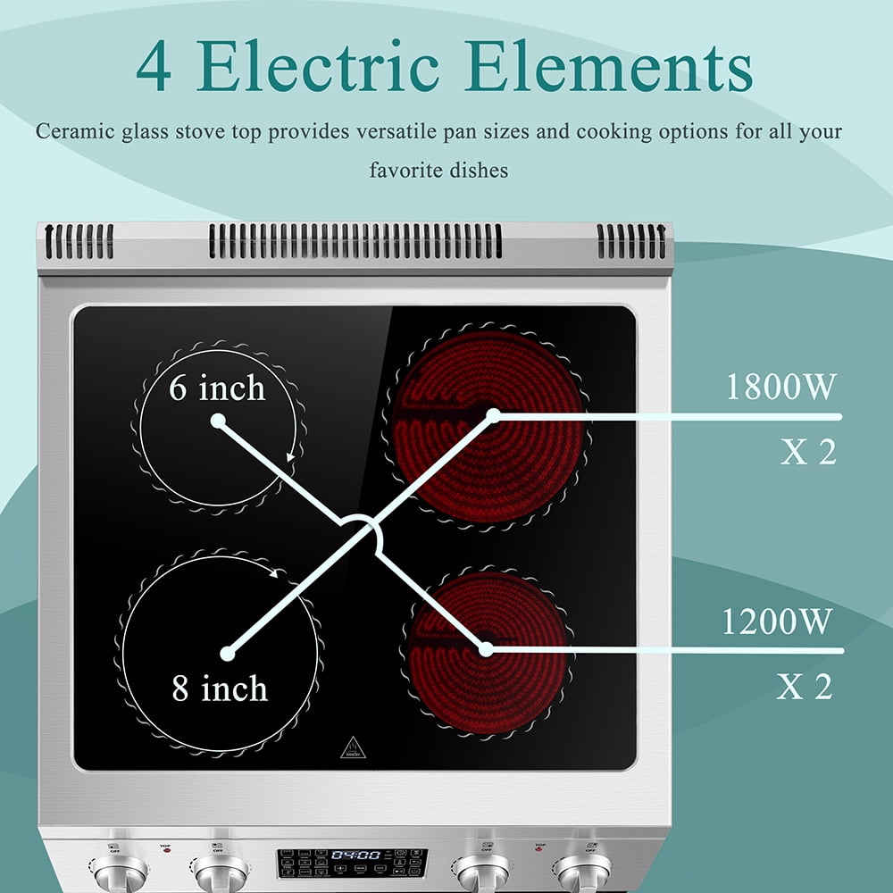 Lanbo 24 inch 2.9 CU.ft Freestanding Electric Range with Air Fry, Rotisserie and True Convection Oven