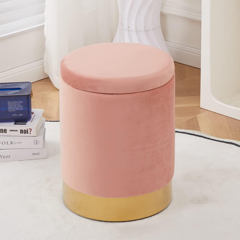 Mxfurhawa Modern Multipurpose Velvet Storage Ottoman, Soybean Red
