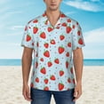 thumbnail image 2 of Xecao Strawberry print Hawaiian shirt - a stylish short-sleeve button-down for men, perfect for casual beach and tropical outings., 2 of 9