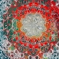 thumbnail image 5 of Creowell  Coral and Teal Shower Curtain, Modern Tribal Mandala Tibetan Healing Motif with Floral Geometric Ombre Art, Cloth Fabric Bathroom Decor Set with Hooks, Coral Teal White, 5 of 7
