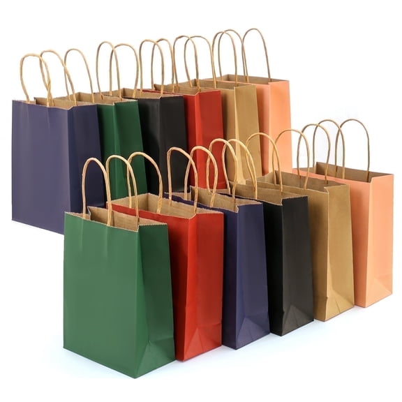 24PCS Small Gift Bags ,8'' Party Favor Bags with Handles for Christmas, Birthday ,Craft ,Merchandise