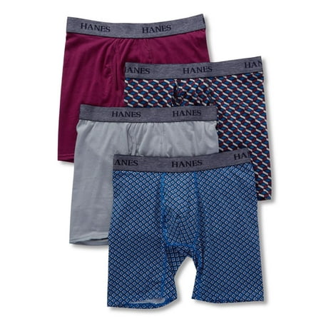 Hanes Men S Hanes Ytbbb4 Platinum Stretch Boxer Briefs 4 Pack