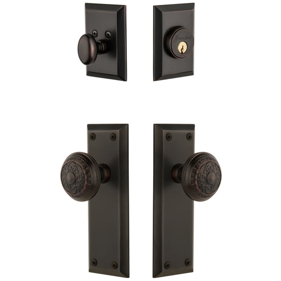 Grandeur 802261 Fifth Avenue Solid Brass Single Cylinder Keyed Entry Knobset And Deadbolt