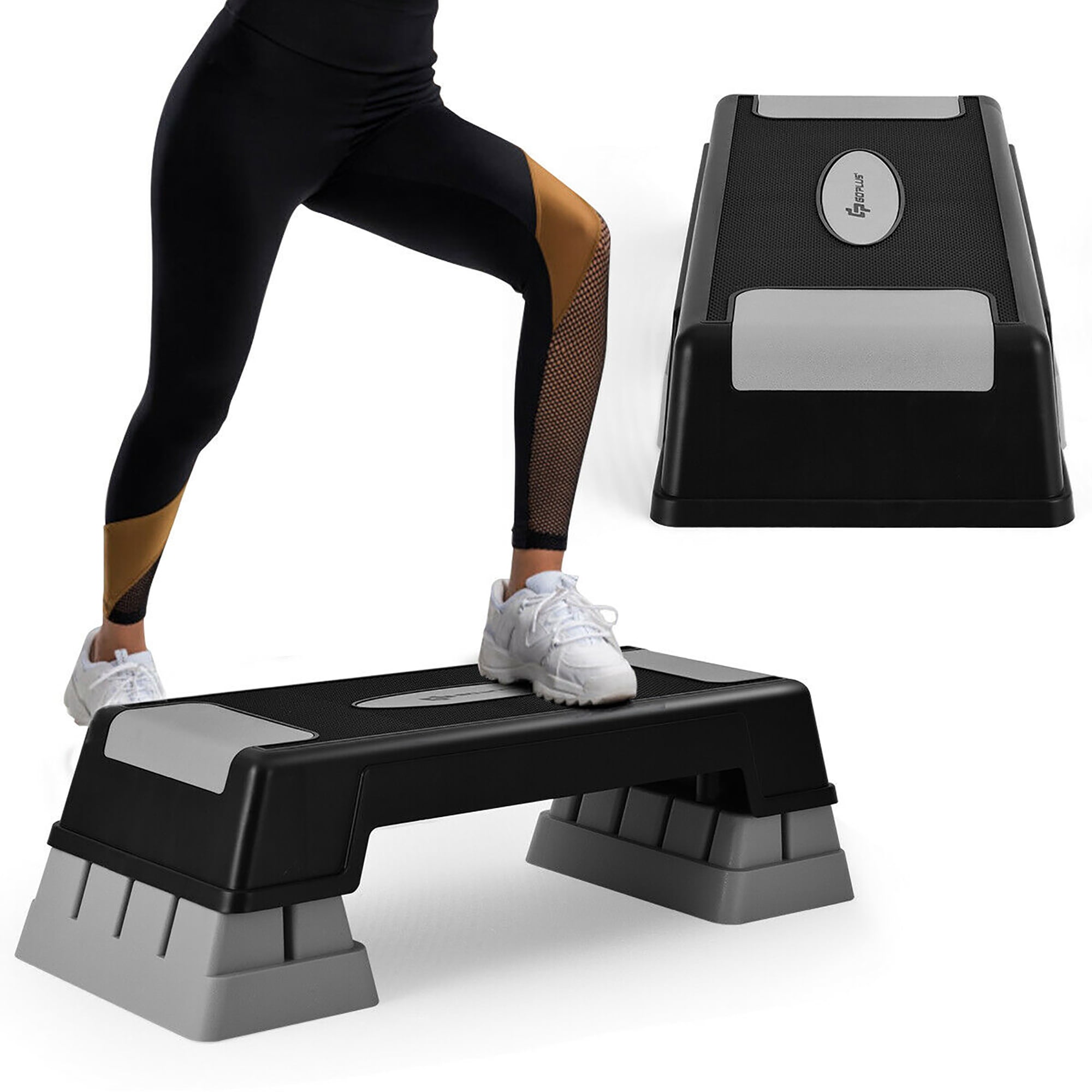 Shock-Absorb & Anti-Slip Surface 31 Exercise Step Platform with Detachable Risers GYMAX Adjustable Aerobic Stepper 3-Level Height Workout Platforms with Non-Slip Pads 