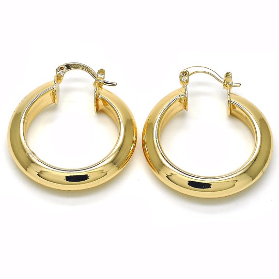 14k Gold Filled High Polish Finsh Medium Hoop, Golden Tone