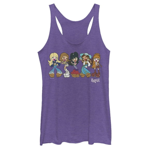 Women's Bratz Groovy Fashion  Racerback Tank Top Purple Heather X Small