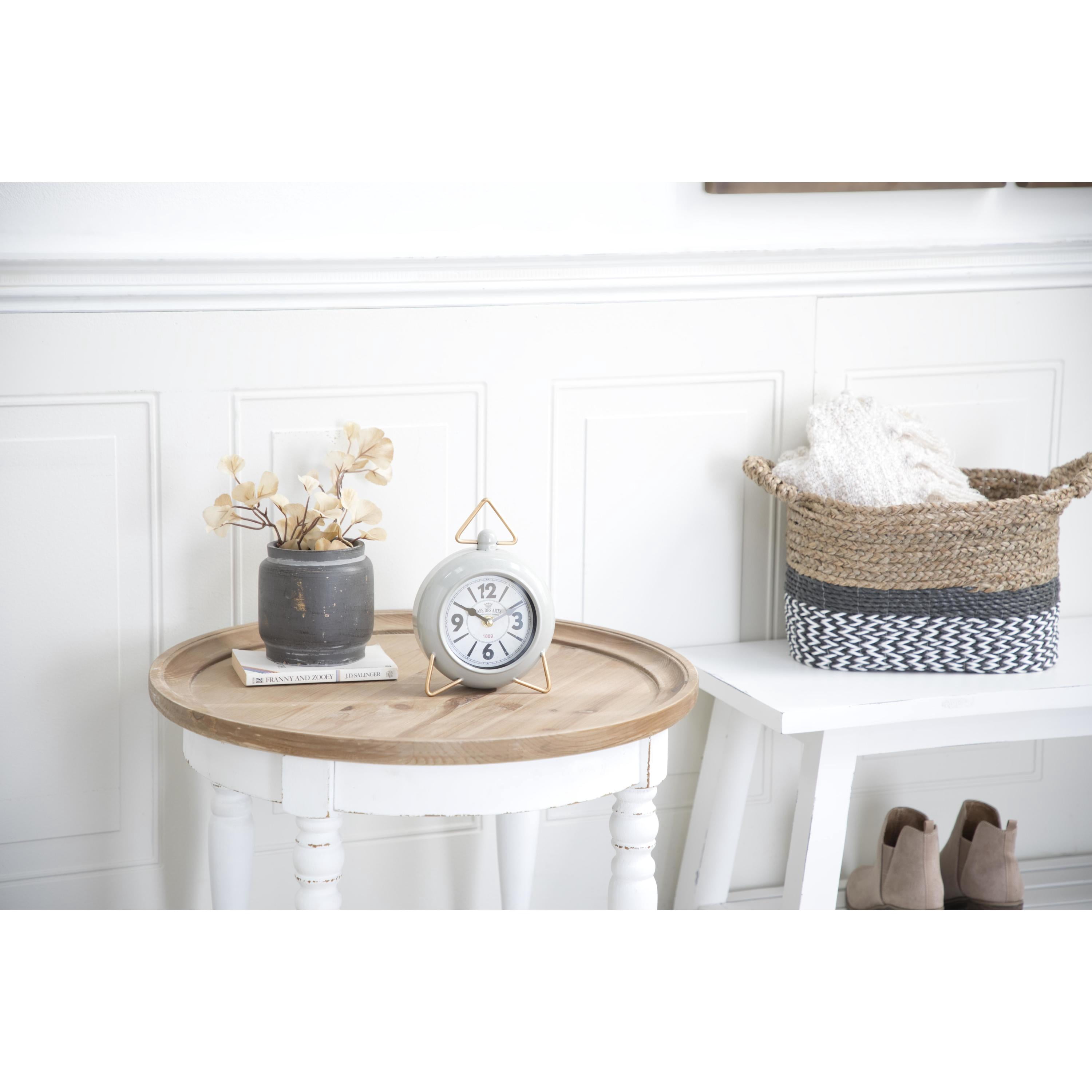 DecMode 9" Gray Metal Clock with Gold Accents