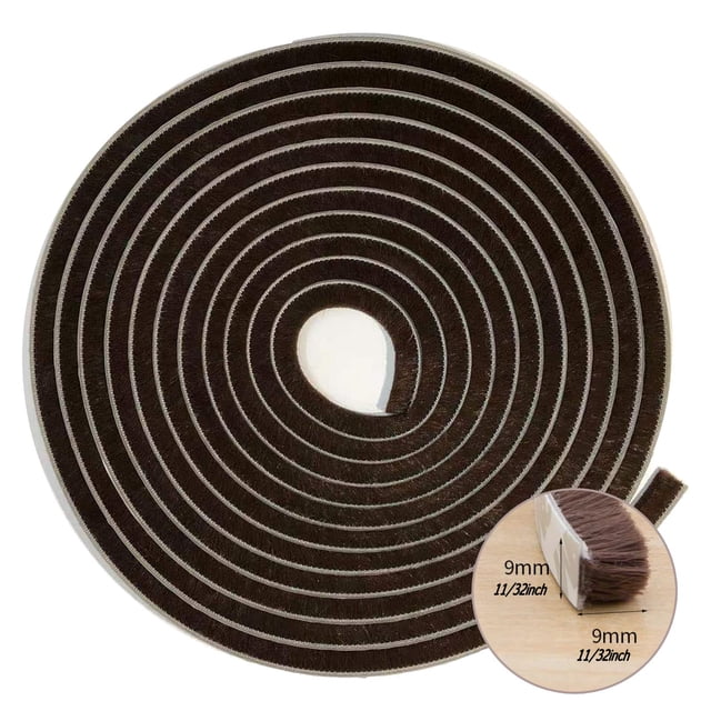 Cepillo Weatherstrip para ventanas corredizas, sellado lateral, marrón