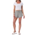 thumbnail image 2 of INSPIRE CHIC Womens Shorts Scalloped Hem Elastic Waist Adjustable Drawstring Ruffle Soft Cozy Sleepwear M Grey, 2 of 6