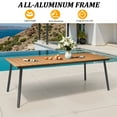thumbnail image 3 of Pellebant 83" Patio Outdoor Dining Table for 6-8, Sturdy Aluminum Frame Wood-Grain Top with Umbrella Hole, Brown, 3 of 8