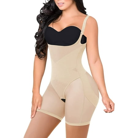 

QWZNDZGR Women Waist Trainer Mesh Bodysuit Tummy Control Shapewear Butt Lifter Thigh Slimmer Full Body Shaper Open Bust