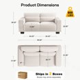 thumbnail image 3 of CHITOOMA 65" Loveseat Sofa for Small Spaces, Upholstered Couch with 2 Pillows and Removable Linen Cover, Deep Seat Sofa with Wide Armrests for Living Room, Bedroom, or Office, White, 3 of 16