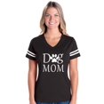 thumbnail image 1 of Womens Dog Mom Football V-Neck T-Shirt, 1 of 5