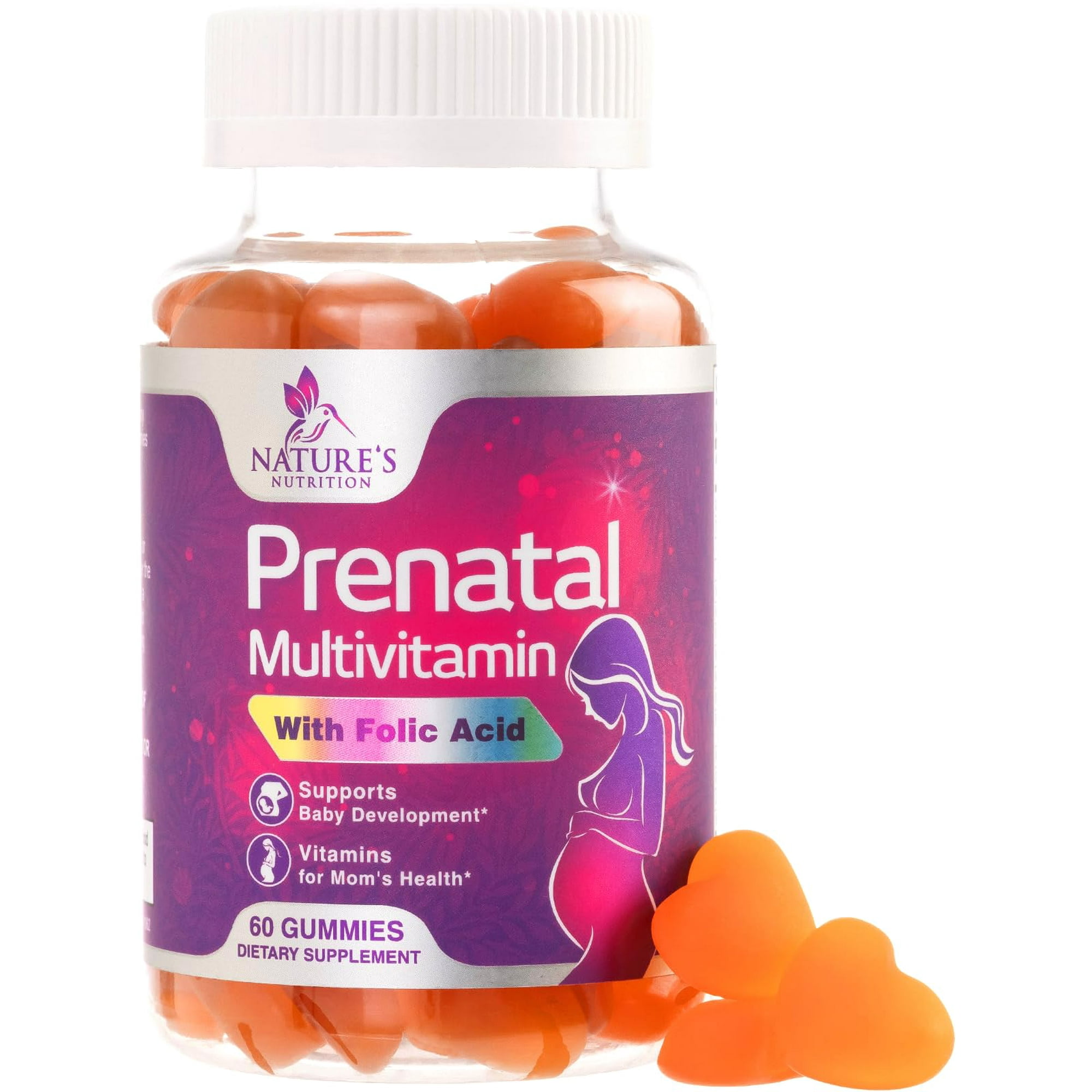 Prenatal Vitamins for Women - Pregnancy Vitamins Gummies with 1335mcg of Folic Acid, Vitamin A, C, D3, B12, B6 - Prenatal Multivitamin Gummy for Fetal Support, Pregnant & Nursing Women - 60 Gummies