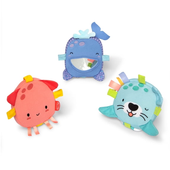 Melissa & Doug Ocean Waves Bounce-Back Toys for Tummy Time, 3-Pack