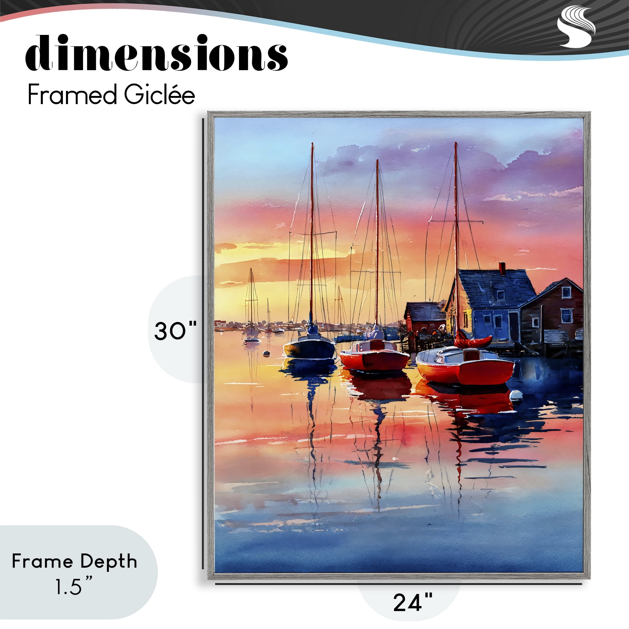Stupell Industries Vivid Sunset at Docks Gray Framed Giclee Art, design by Franklyn Gregory