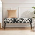 thumbnail image 3 of YEXJ Button-Tufted Ottoman Bench, Upholstered Bedroom Benches Velvet Footrest Stool Accent Bench for Entryway Dining Room Living Room Bedroom End of Bed-Black&cow, 3 of 15